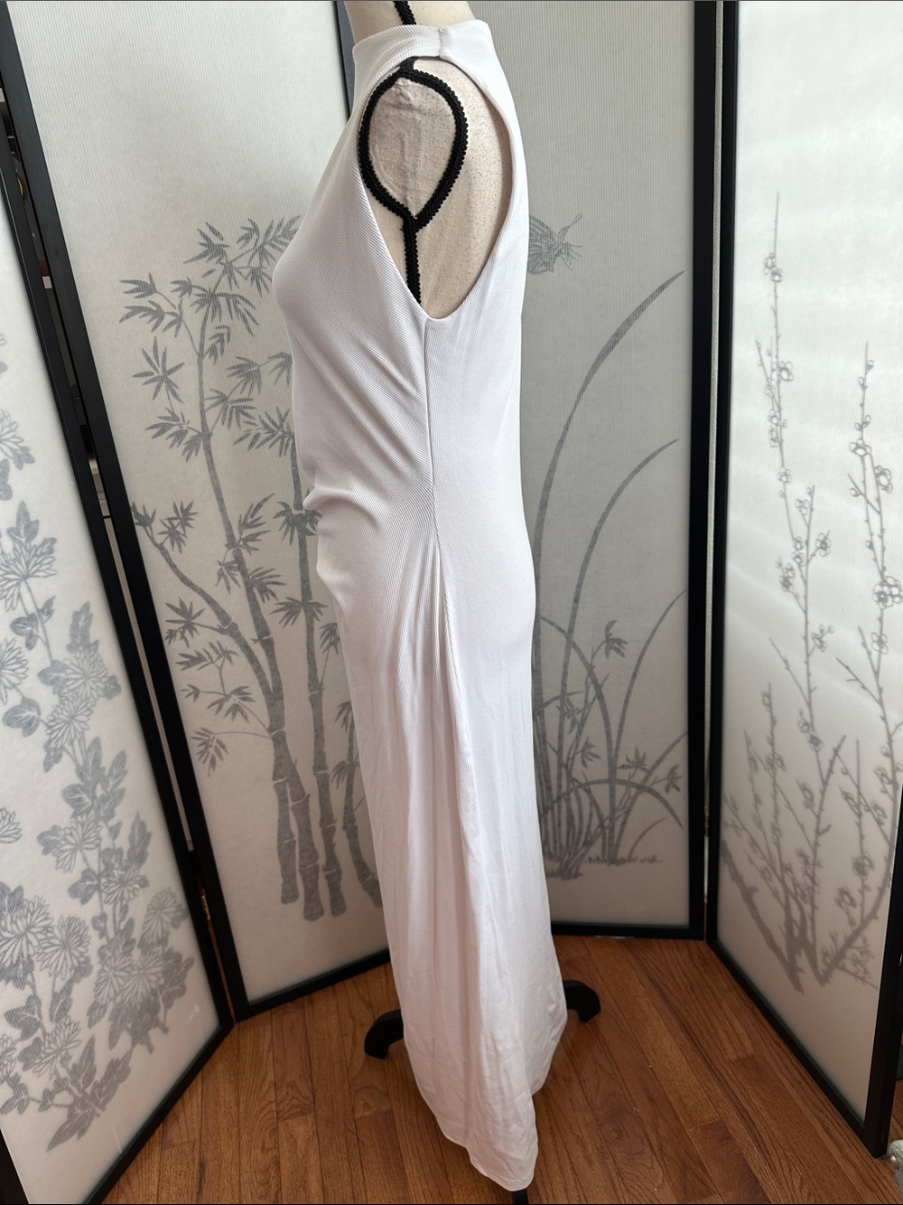 Zara White Sleeveless Ruched Maxi Dress - Picture 4 of 10